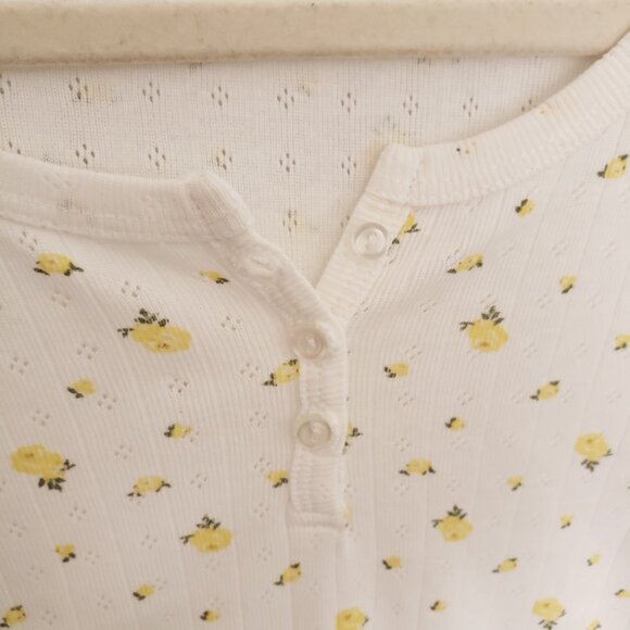 Urban Nation Woman White Yellow Floral Pattern Breathable Cute Shirt Size M - Picture 8 of 15